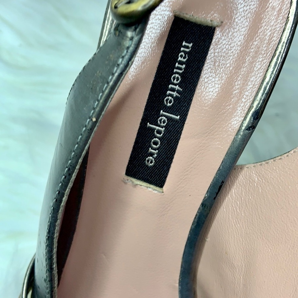 Nanette Lepore Salsa Swirl Heels Pewter Nude Size 6 - Picture 4 of 14